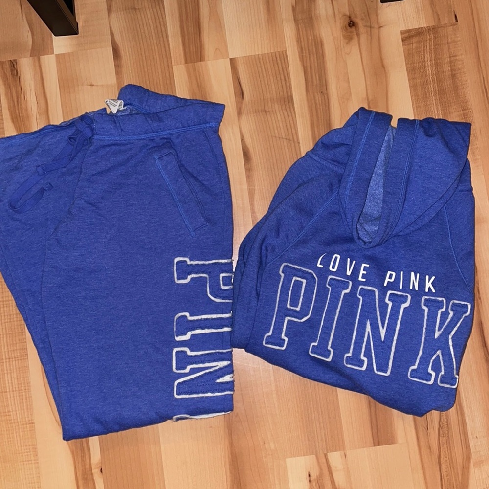 XS royal blue “love pink” sweatpant and sweatshirt